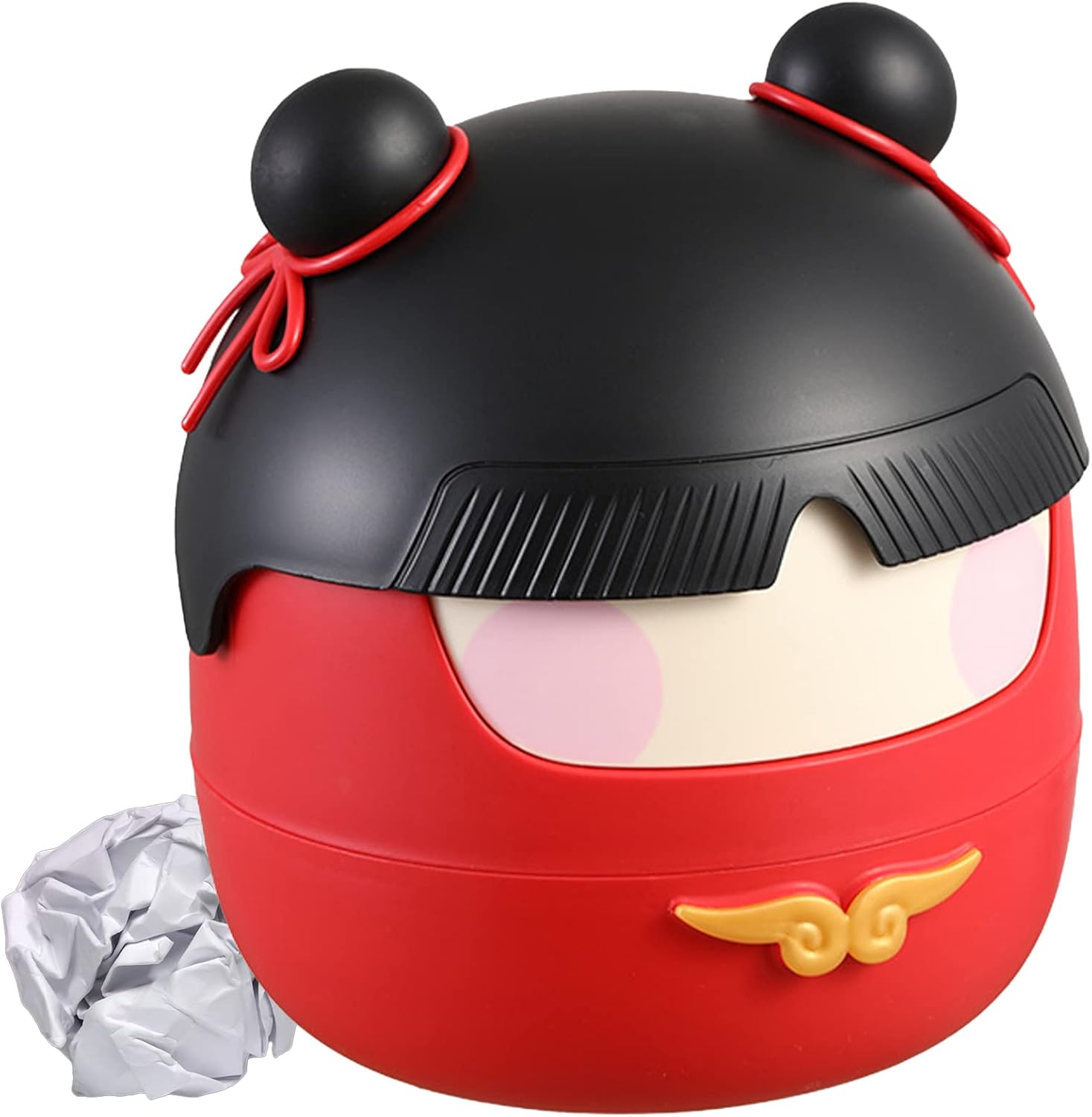 Miniaturowy kosz na śmieci z pokrywką, uroczy, przenośny kosz na śmieci w kreskówkowym stylu, do domu i kuchni