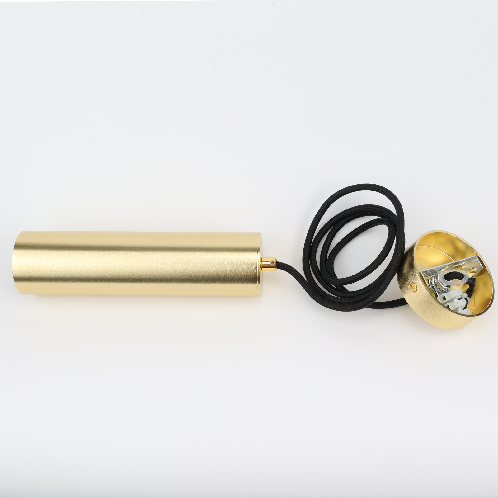 Pack de 2 Lámparas Colgantes Modernas de Techo en Aluminio Dorado, Minimalistas en Forma de Tubo 20cm, con GU10 y Altura Ajustable - 2