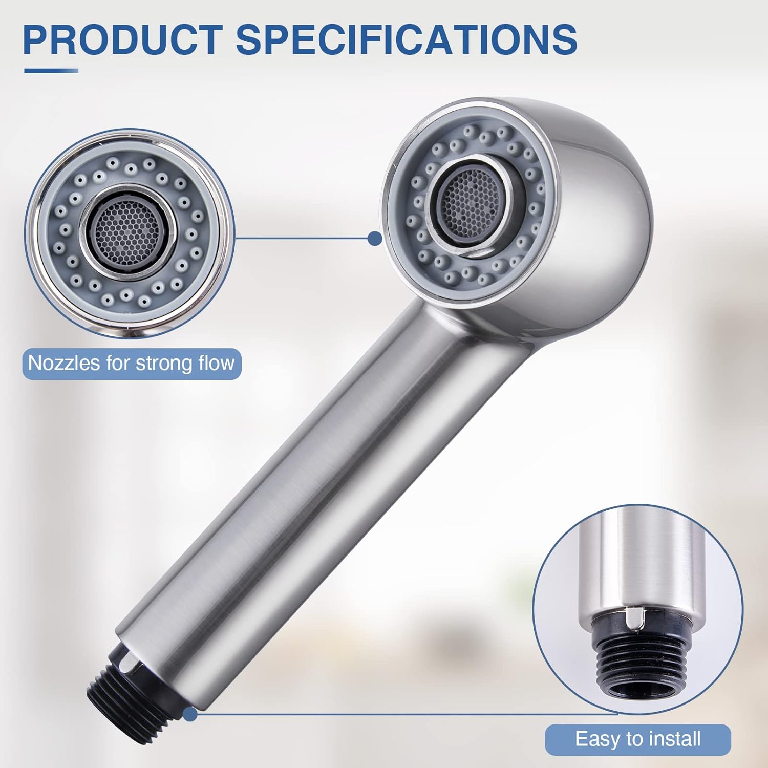 Douchette Robinet Cuisine 2 Jets Tête de Douche Mitigeur Evier Cuisine Remplacement Pour Robinet de Lavabo ou Pomme de Douche Univers,Brossé/ - 4