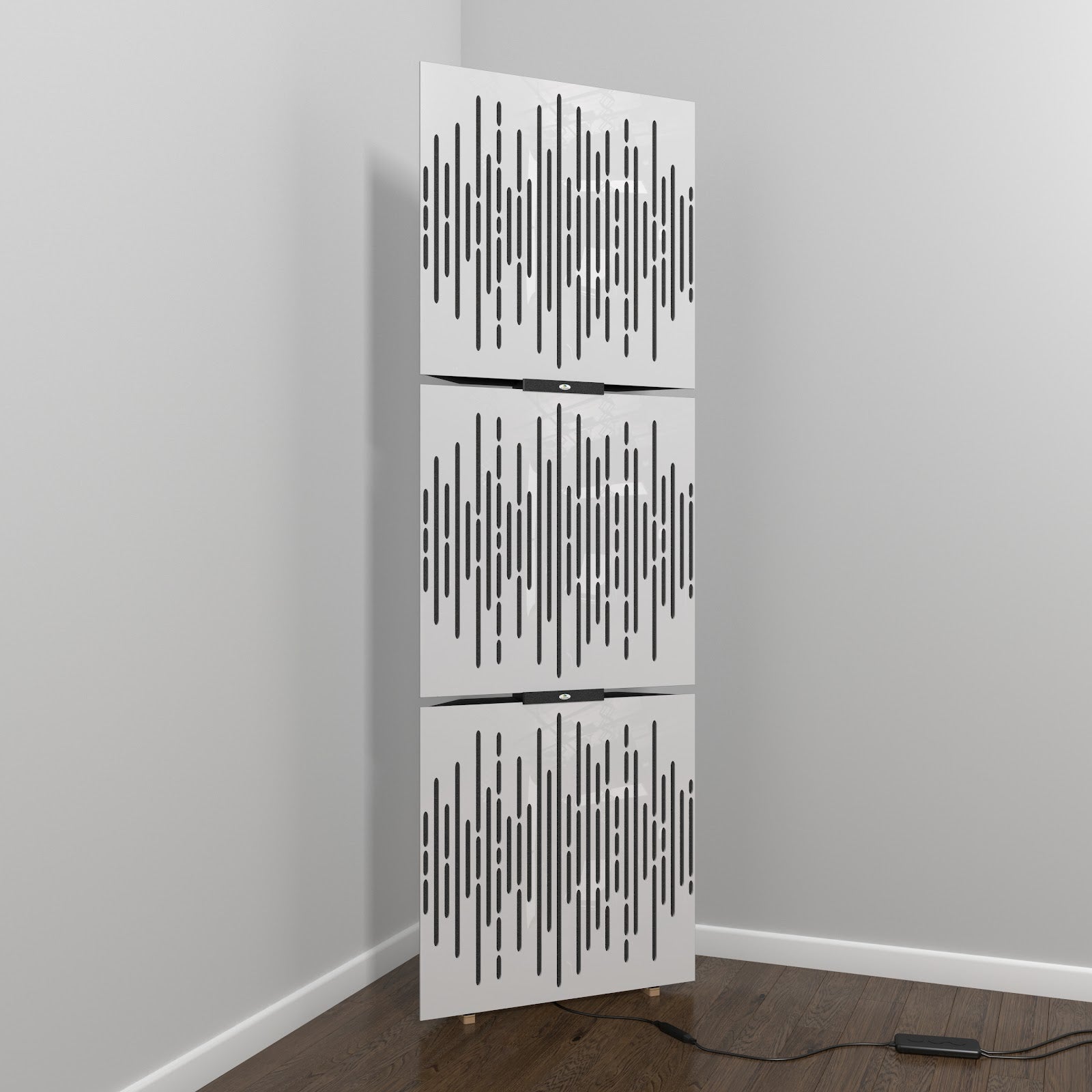 Lot de 3 Pièges à basses WAVE avec support de sol et rétroéclairage LED 150x50x15 cm -Plastique perforé et mousse acoustique -Blanc brilliant - 2