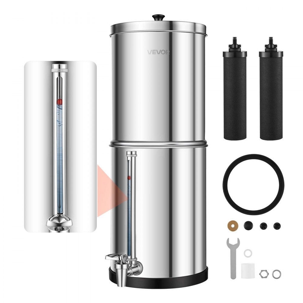 Essenza Filtro De Agua Por Gravedad, 5,68 L, Acero Inoxidable, 2 Filtros De Carbono Carbón Acero Inoxidable, Leroy Merlin
