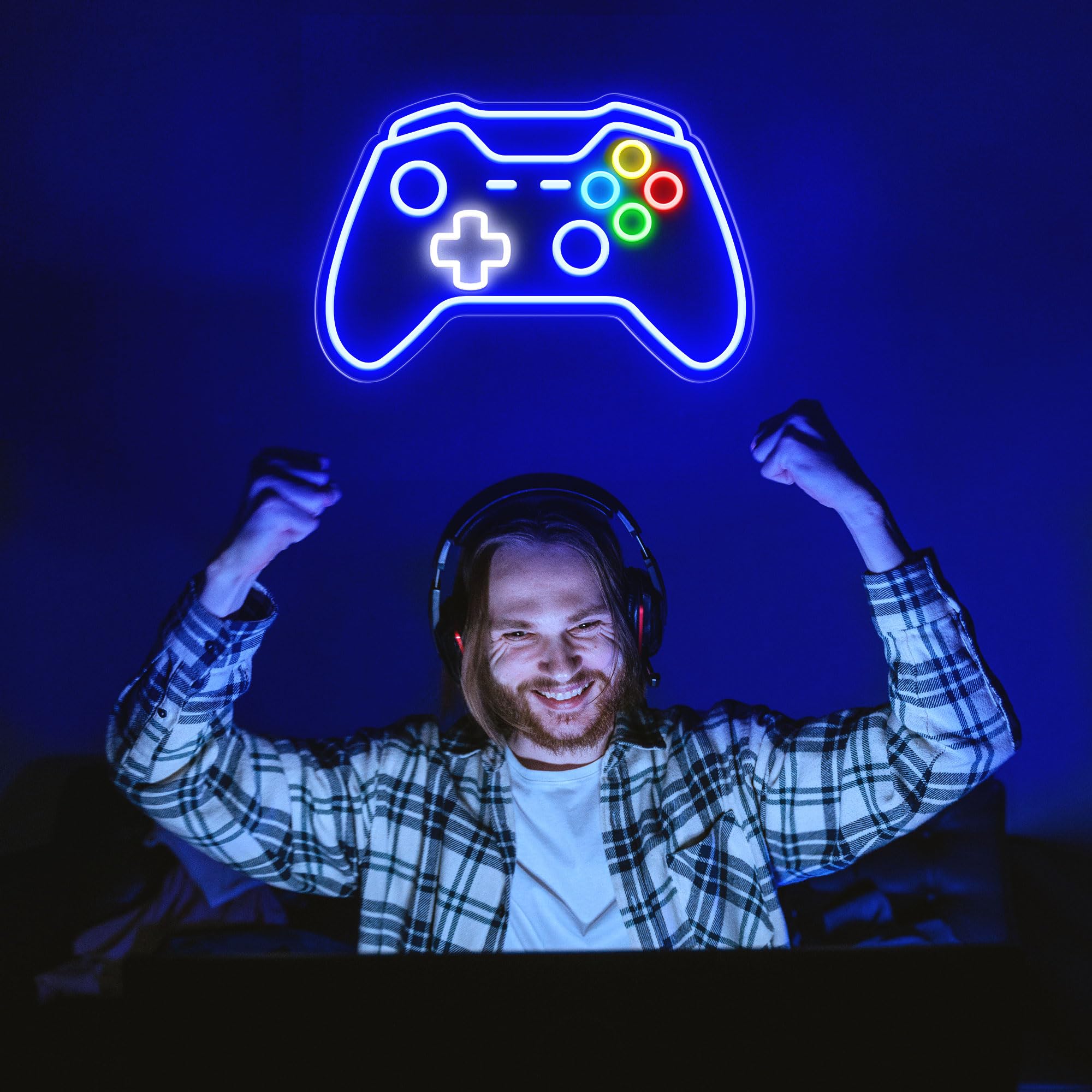 Panneau Néon LED Chat Gamer – Lumière Murale Gaming Multicolore USB, Décoration Chambre Jeu Ado, Cadeau Anniversaire Noël