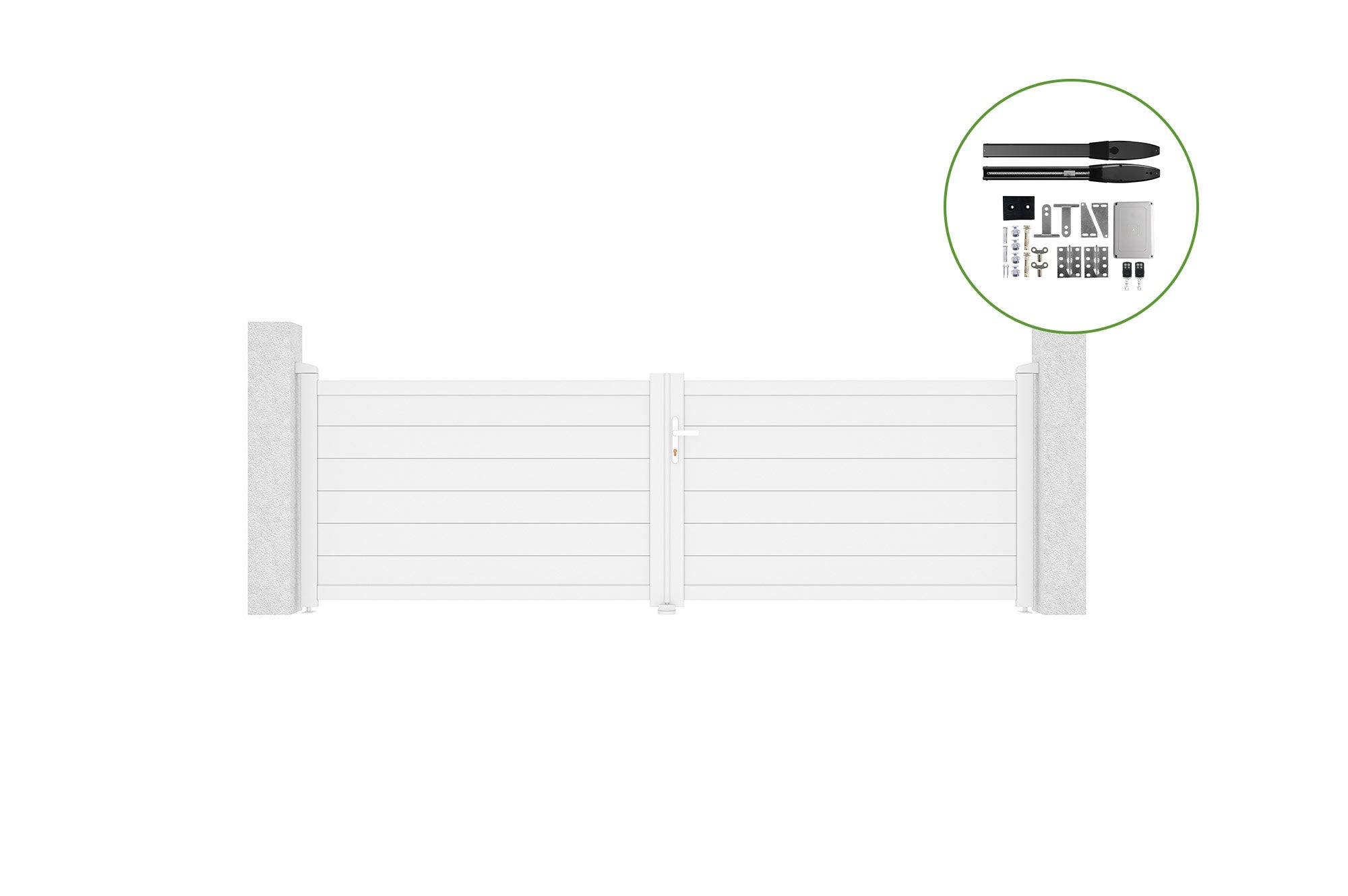 Brama skrzydłowa 3,5m EIGER H.115cm białe aluminium + napęd HICKER B200