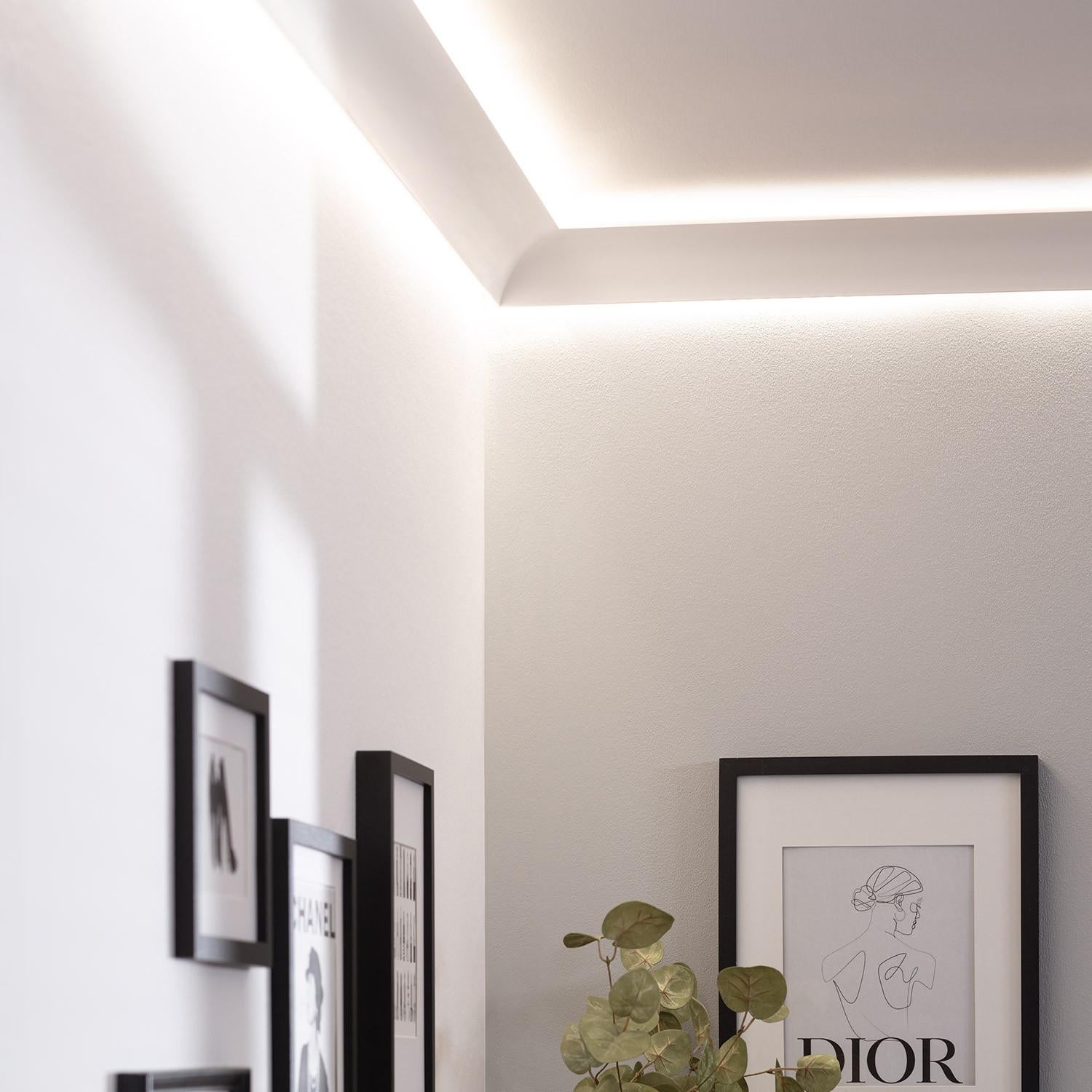 Moulure Arc Design pour 2 Rubans LED | Éclairage Décoratif Indirect| Installation Facile | 2m, Blanc, P.S - 3