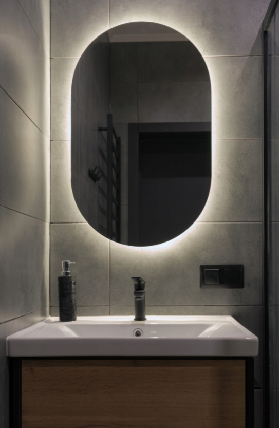 Lustro Owalne Łazienkowe Led 70x100 Podświetlane Owal Ledowe Glamour