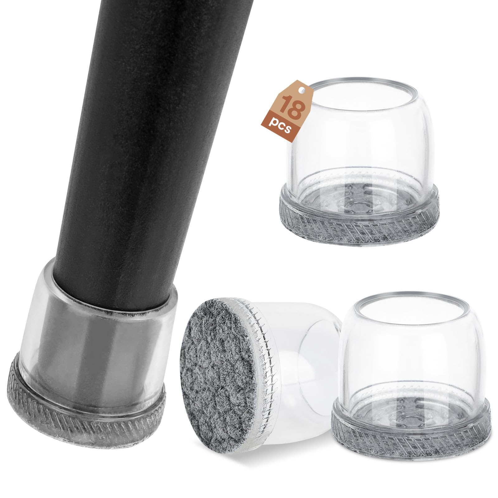 Euqvunn 18pcs Gommini per Sedie Rotondi, Feltrini per Sedie