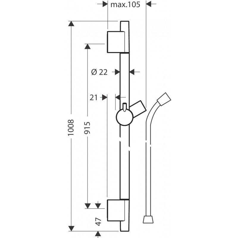 Unica Barre de douche S Puro 90cm avec flexible de douche, Aspect Doré poli (28631990) - 2