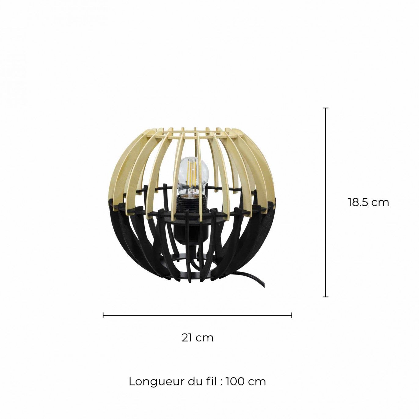 Lampe à poser en bois bicolore - COBLENCE - Blanc et naturel - C-Création - 6