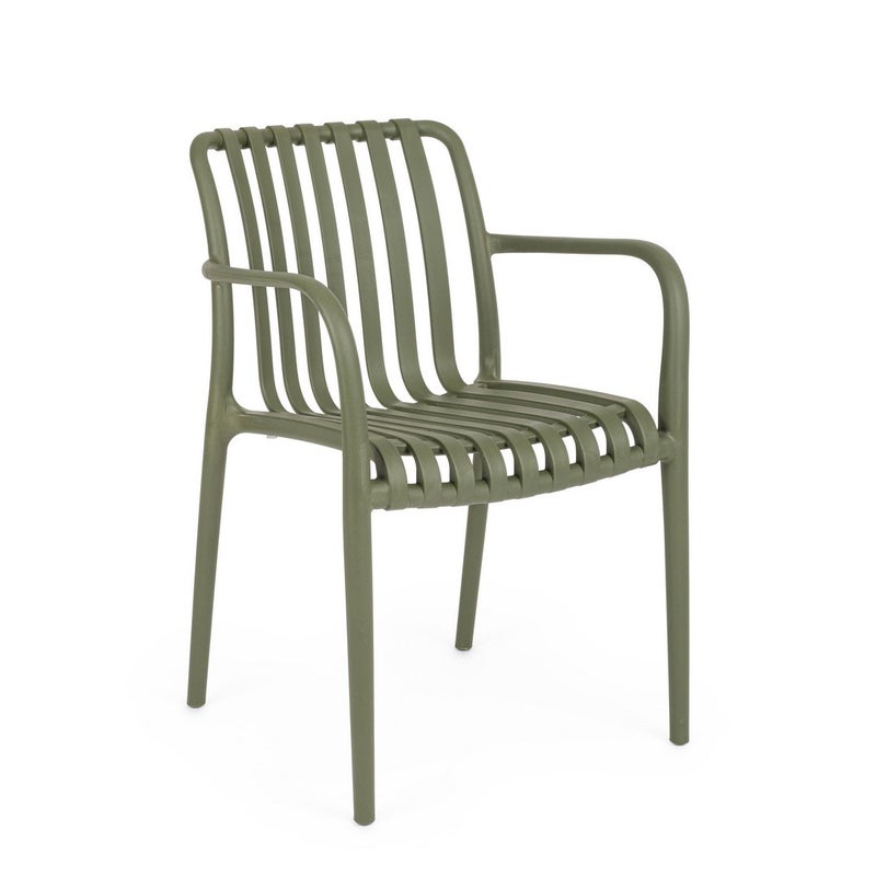 Zestaw 2 krzeseł z polipropylenu, odpornych na promienie ultrafioletowe, w kolorze zielonym, do użytku wewnątrz i na zewnątrz