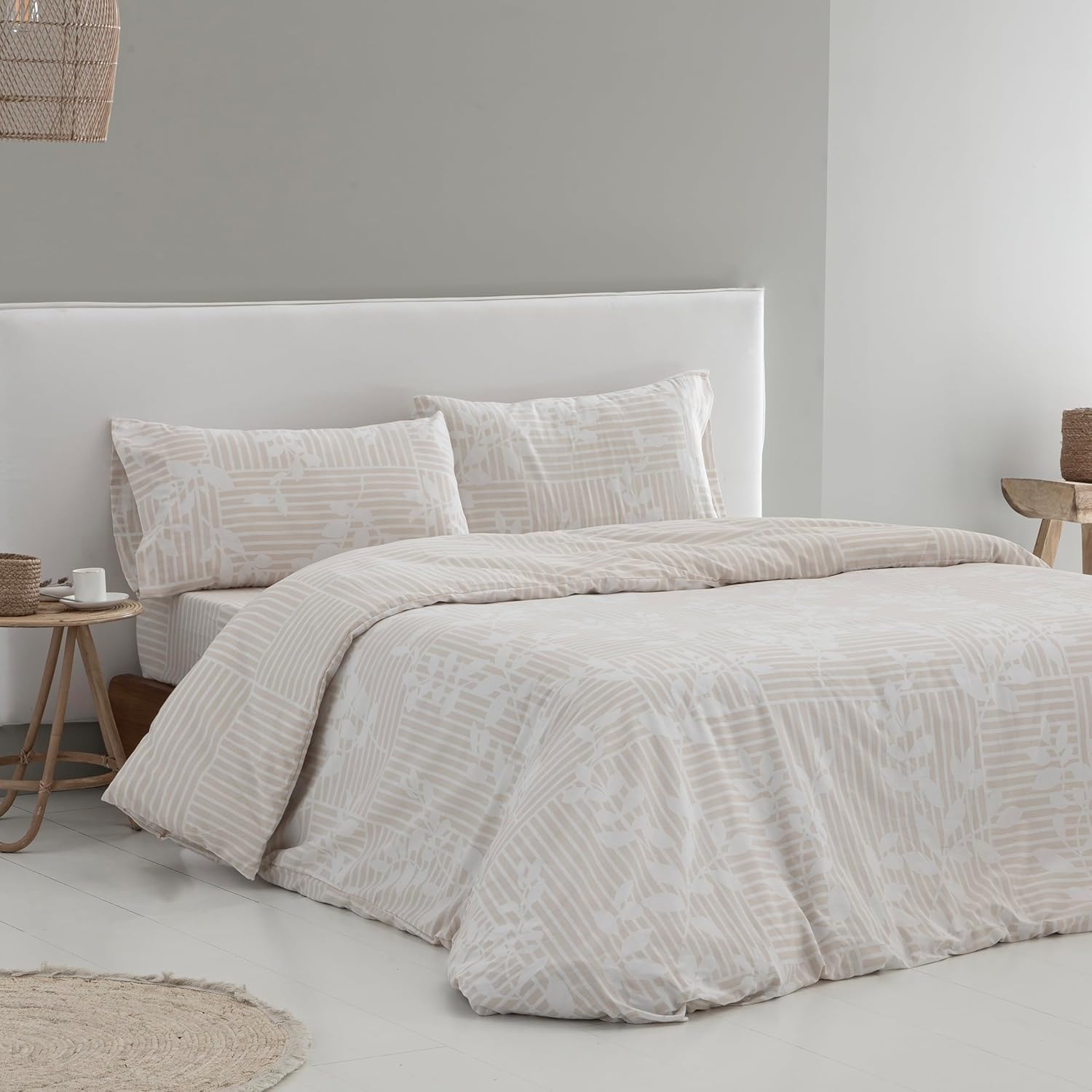 COTTON ARTean Set Di Lenzuola Bambù Beige. BIOLOGICO E Ipoallergico Letto Da 180 X 190 200 Colore Beige