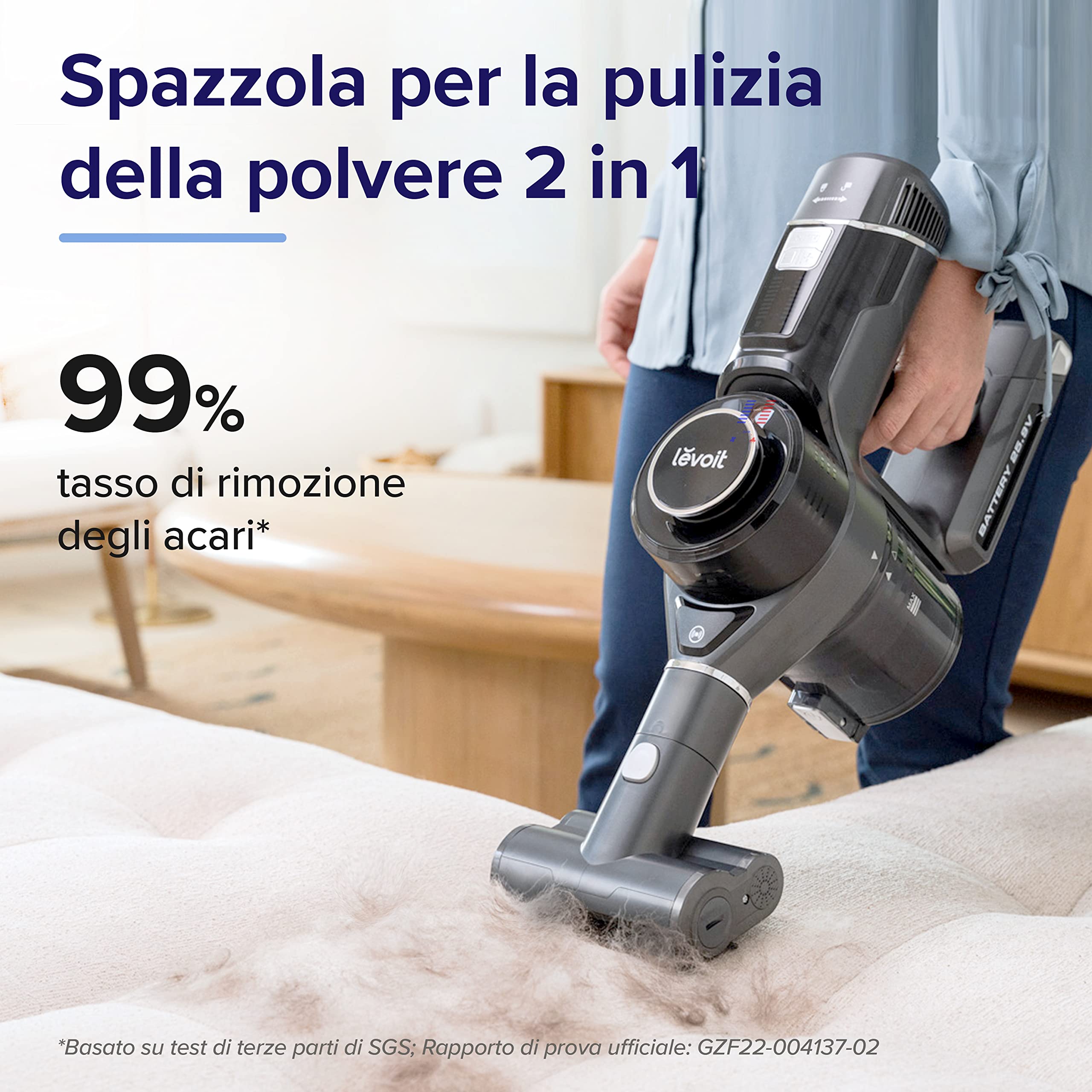 LEVOIT Aspirapolvere Senza Fili Leggero - 180W, 50 Minuti Autonomia, Antigroviglio Per Peli Animali - Foto 2