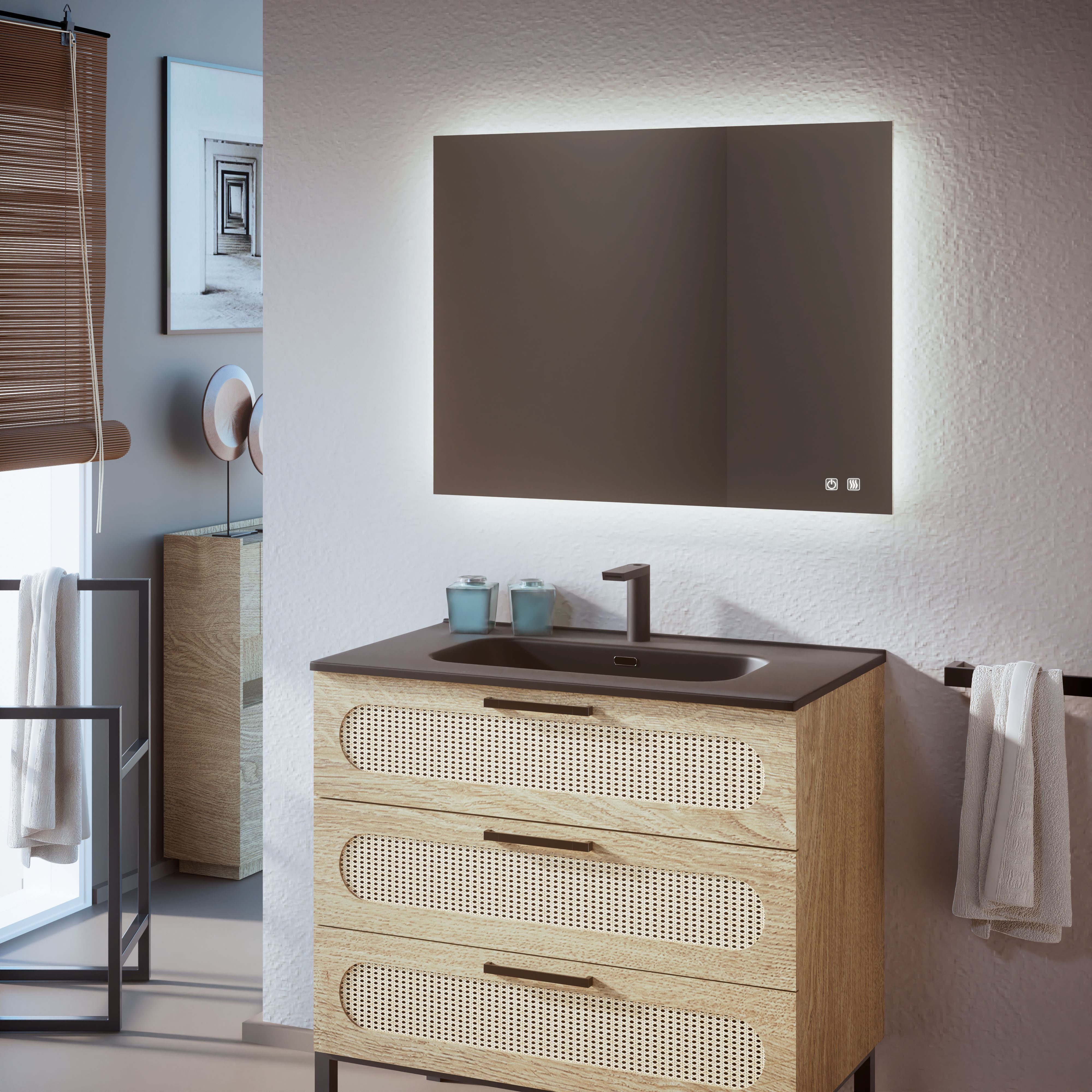 Espelho Bluetooth 90x70cm Feel Your Bath, LED regulável, toque tátil, anti-vapor e desligamento automático - 4