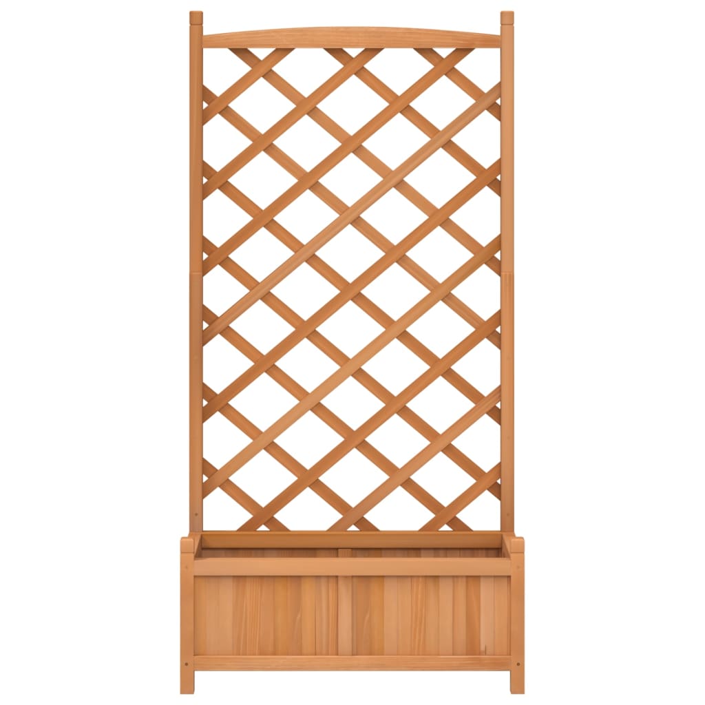 vidaXL Jardinière avec treillis marron bois massif de sapin - 4