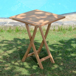 Table pliante carré en teck massif Bistrot 60 x 60 cm