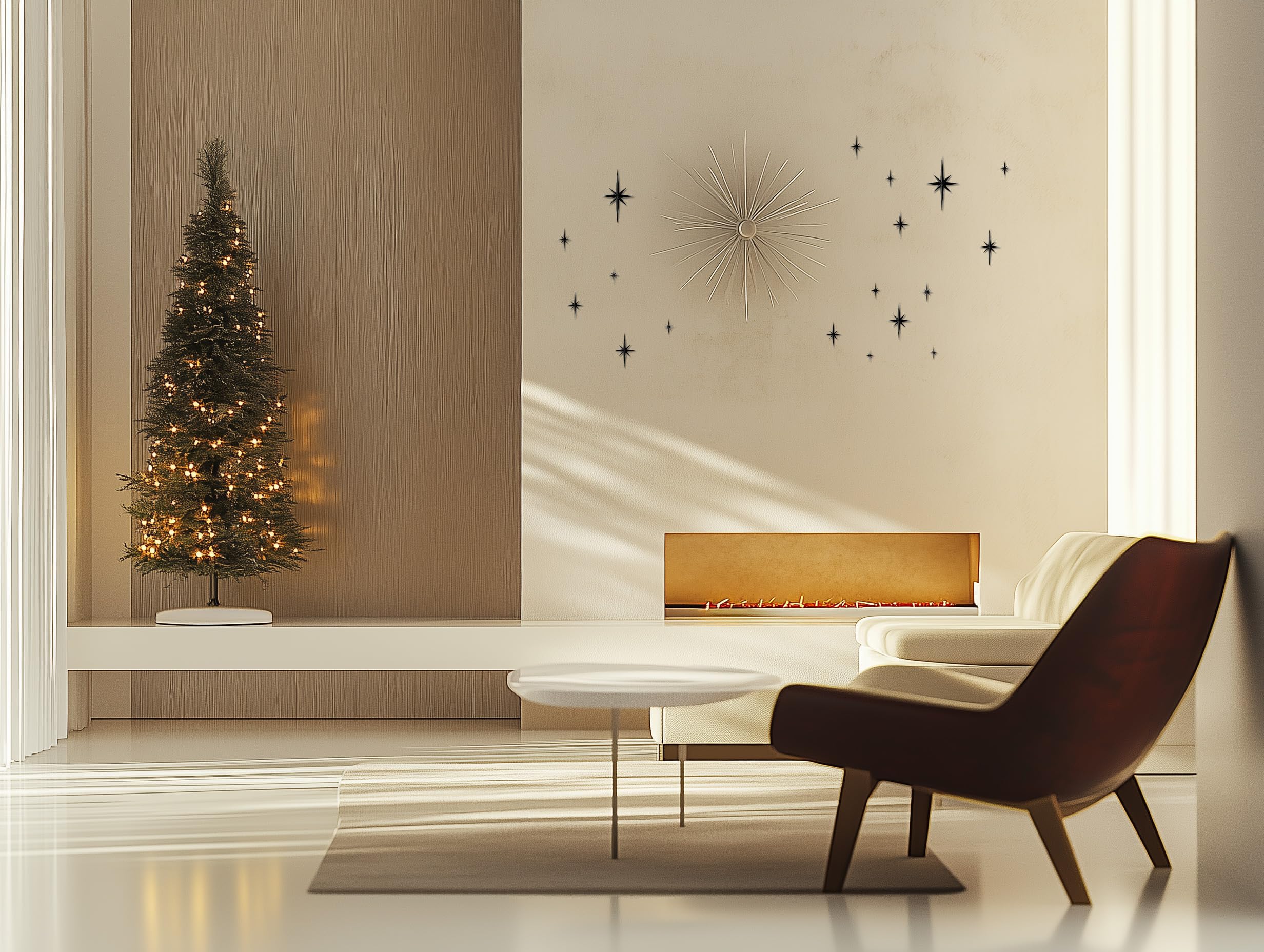6 piezas de decoración navideña de pared con estrellas octogonales, decoración de pared de la noche estrellada, adorno navideño de estrella, negro - 3