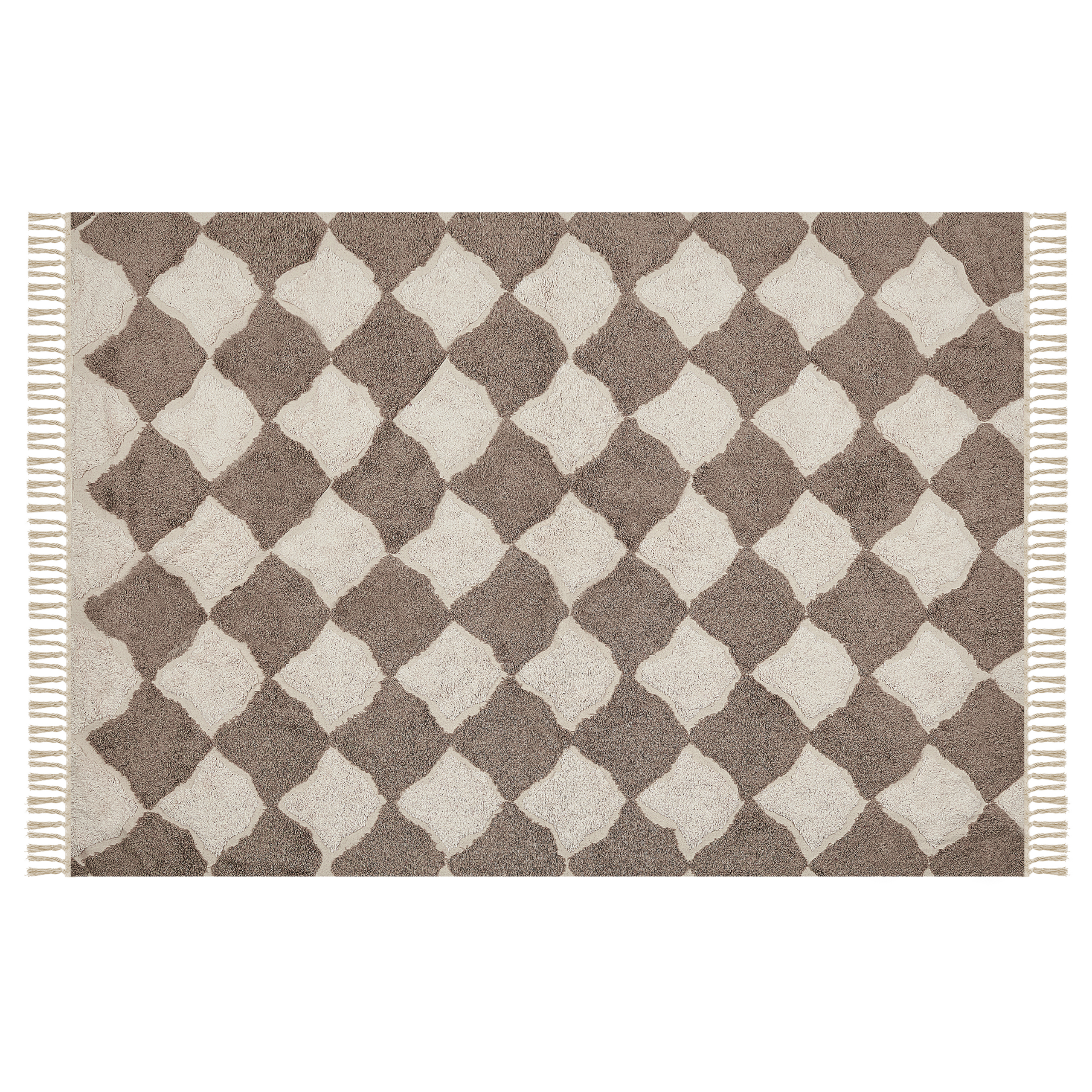 Beliani alfombra de algodón marrón/beige 140 x 200 cm sinop