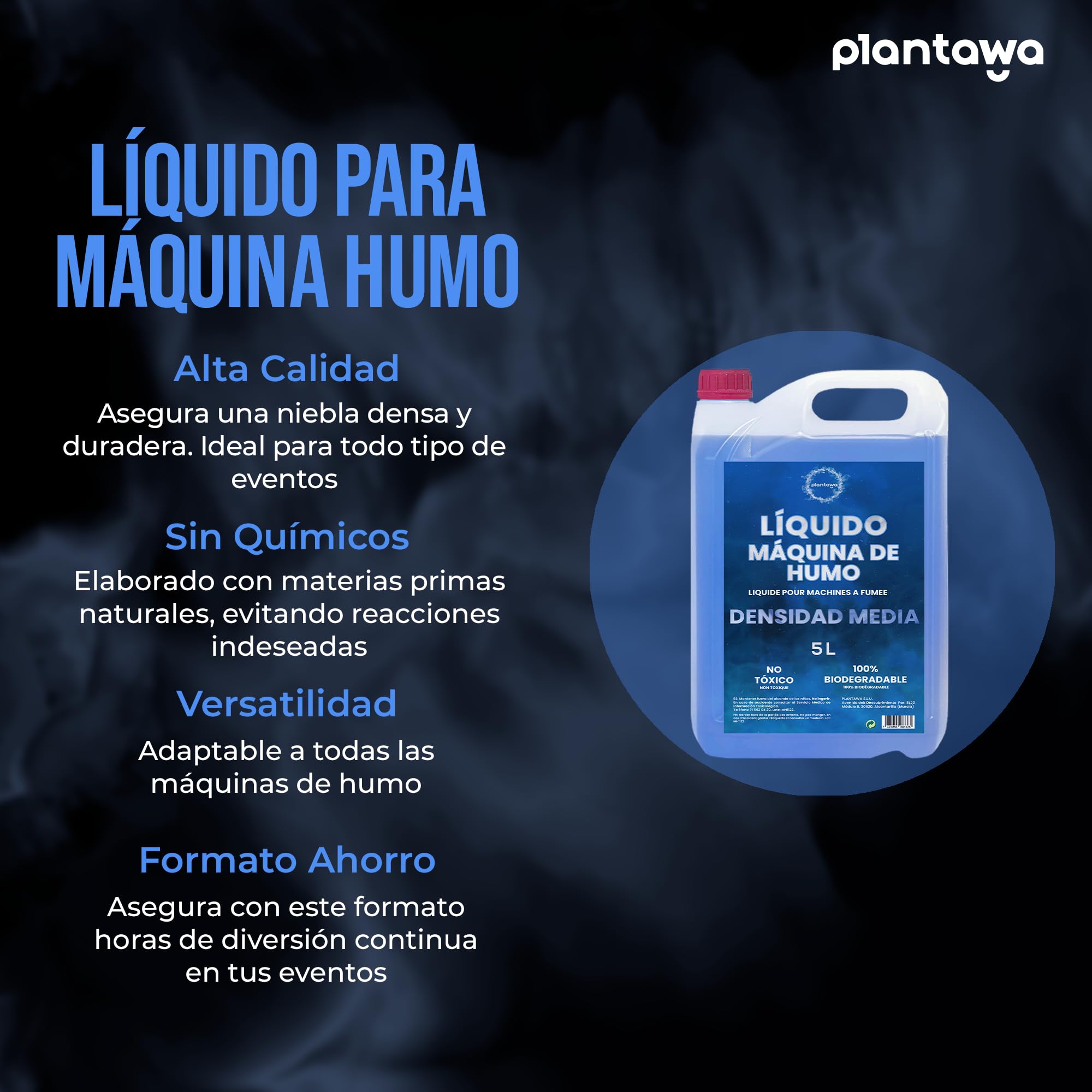 PLANTAWA Liquide pour Machine à Fumée 5 Litres : Densité Moyenne, Machine à Fumée Professionnelle ou Canon à Fumée - 2