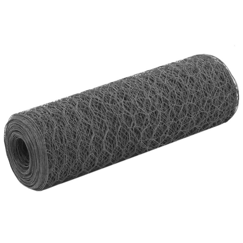Ogrodzenie z siatki, stal i PVC, 25x0,5 m, szare vidaXL