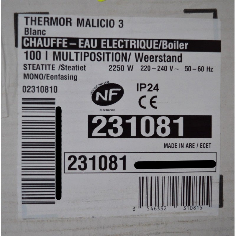 THERMOR - Chauffe-eau électrique Malicio 3 100L blanc multiposition - 231081 - 7