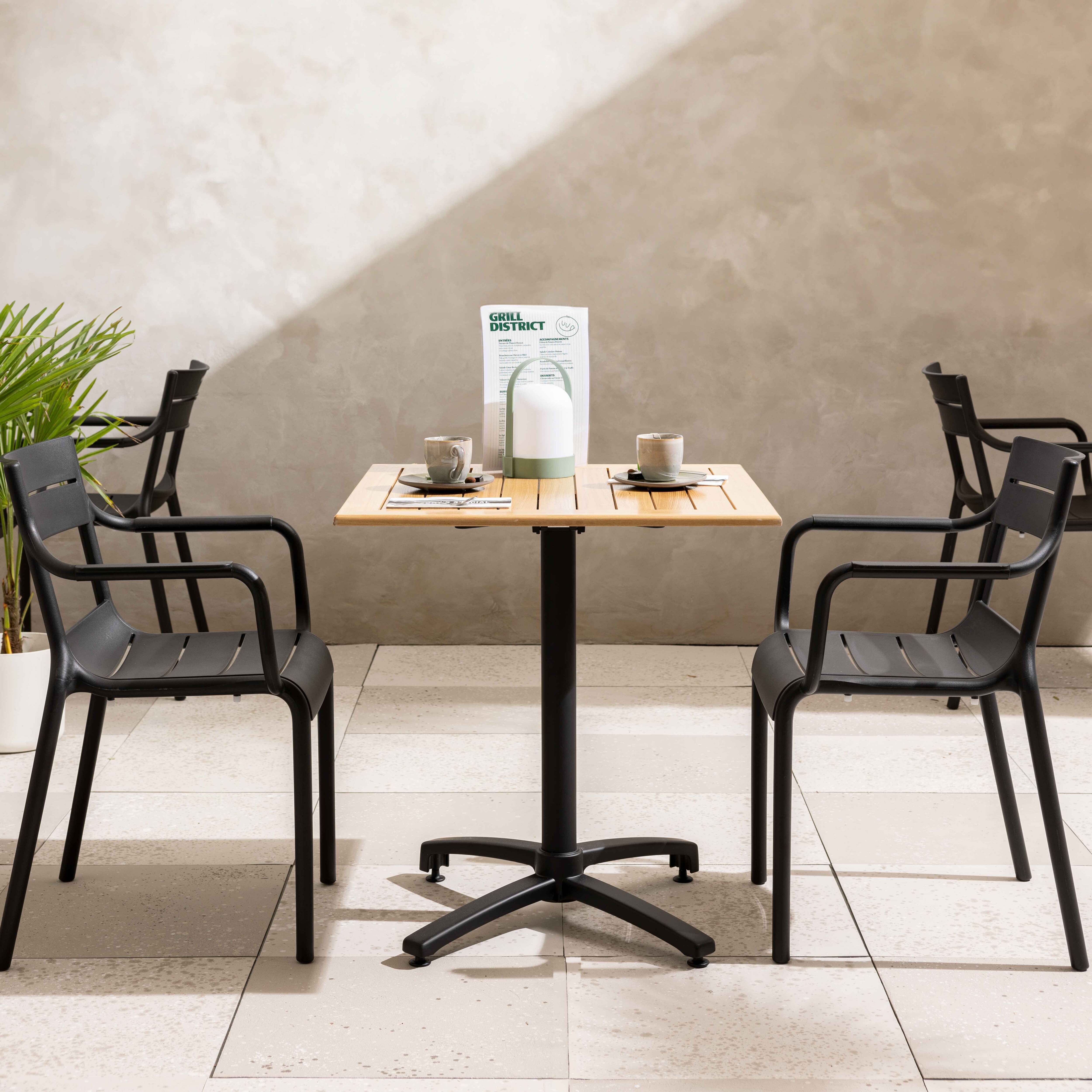 Lot de 4 fauteuils de terrasse en plastique noir - 2