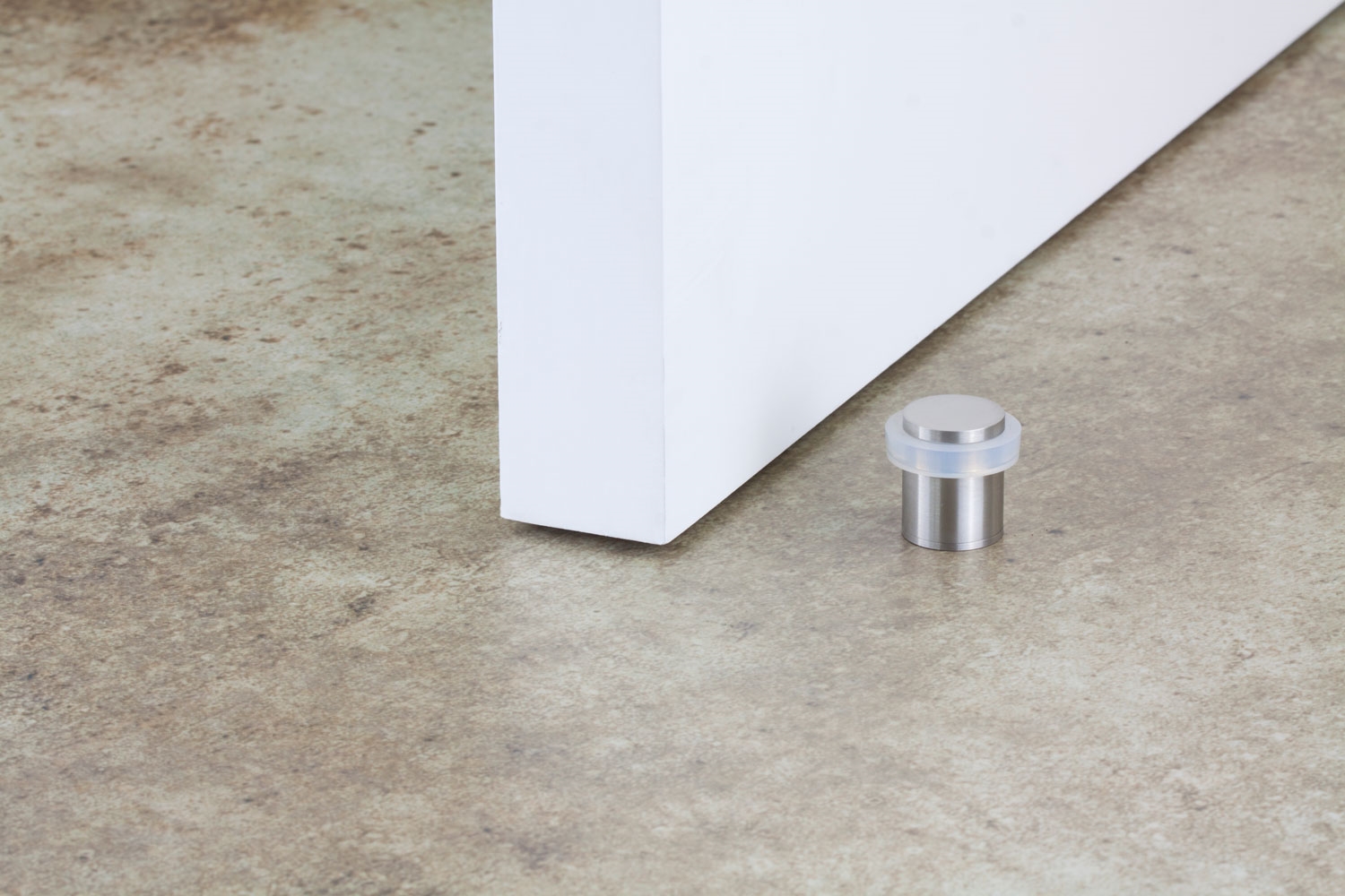 Lot de 4 butées de porte 20 x 25 mm pour sol, acier avec caoutchouc de protection blanc, montage à vis, Herrajes EVI - 3