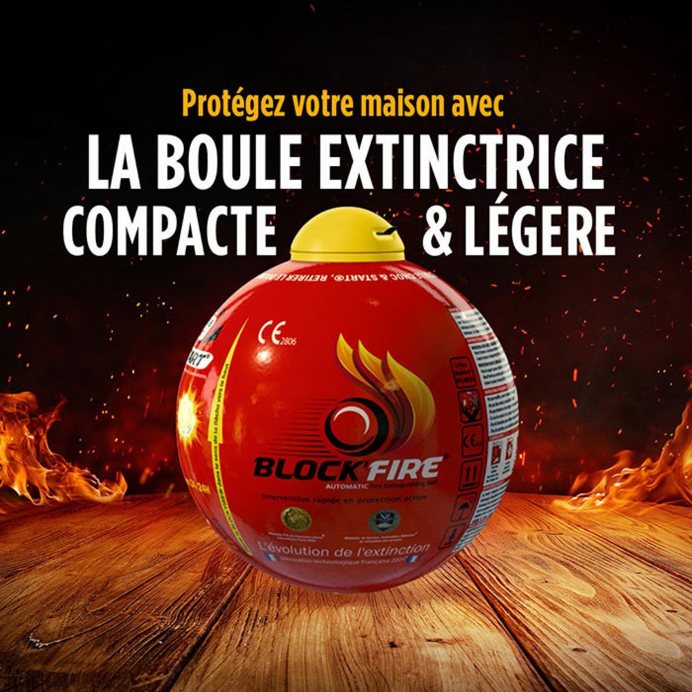 BLOCK'FIRE Lot de 6 boules extinctrices - Protection incendie intérieur extérieur sans entretien 15 cm diamètre - 4