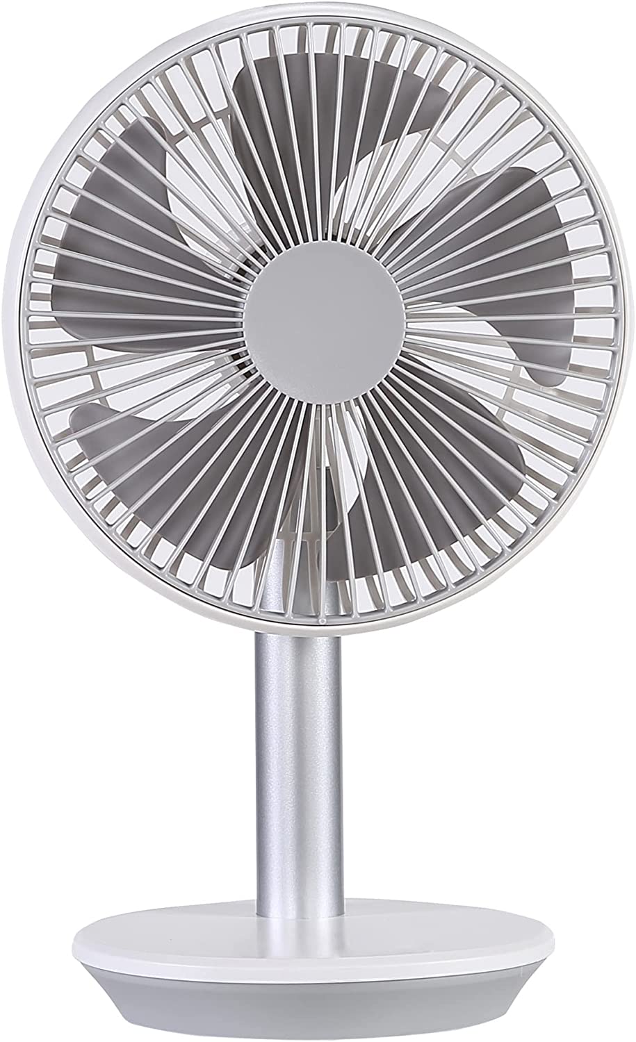 Ventilateur Portable avec Batterie Rechargeable USB de Type C, Design Intérieur et Extérieur sans Fil, Blanc, avec Lumière