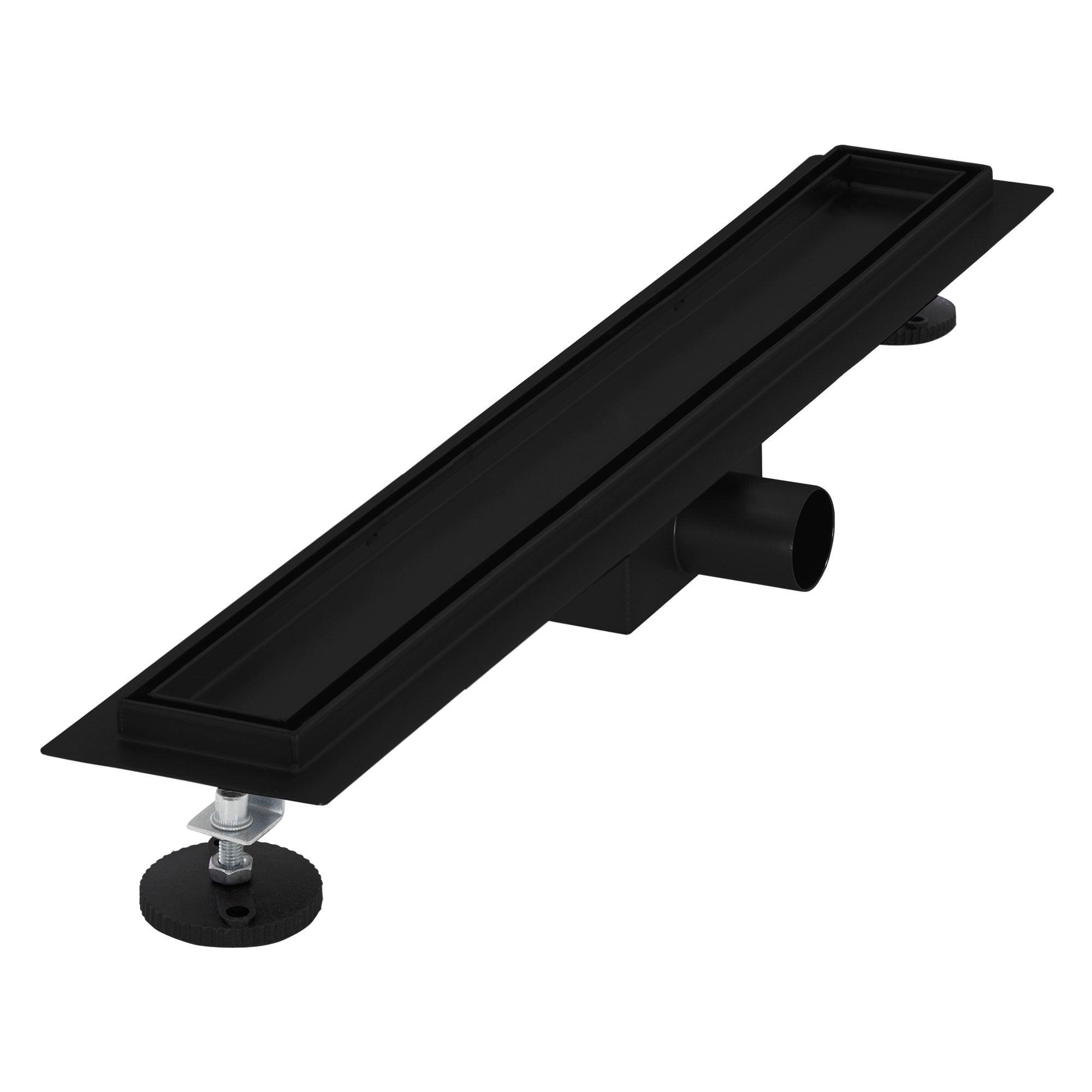 LuxeBath odplyw liniowy 60 cm 2w1, do montazu w plytkach, bardzo plaski, stal nierdzewna, czarny, dwustronny odplyw podlogowy, kompletny zestaw do
