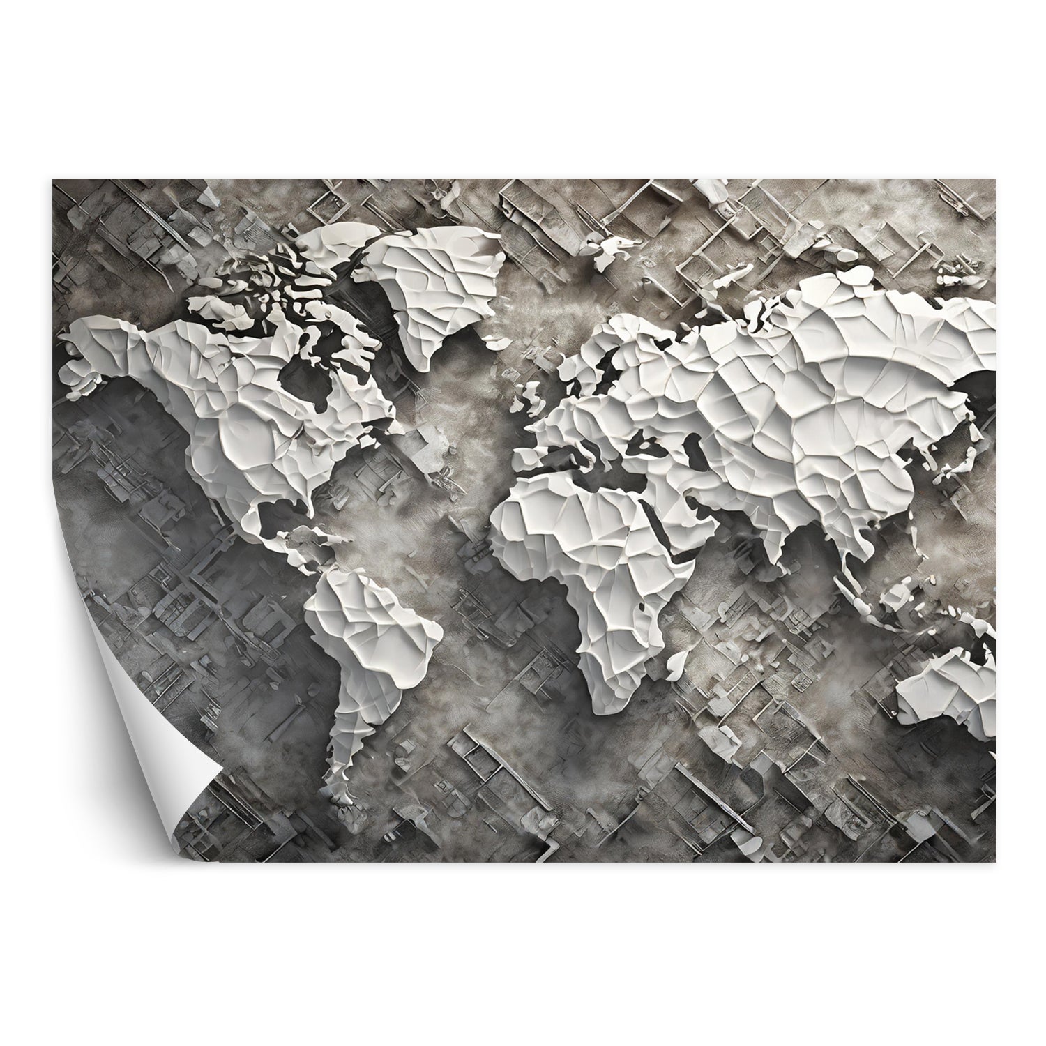 Fototapeta, Szara mapa świata 3D 300x210