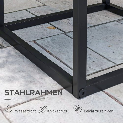Set de 2 supports pour plantes, étagères avec pieds en acier, design scandinave, noir - COMFORTXL - 5