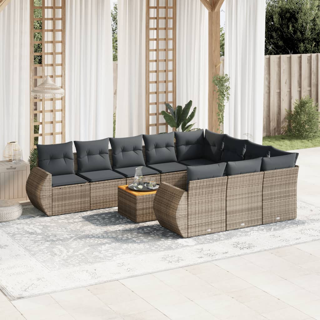 Salon bas de jardin en bois Gris 10 personnes | Leroy Merlin