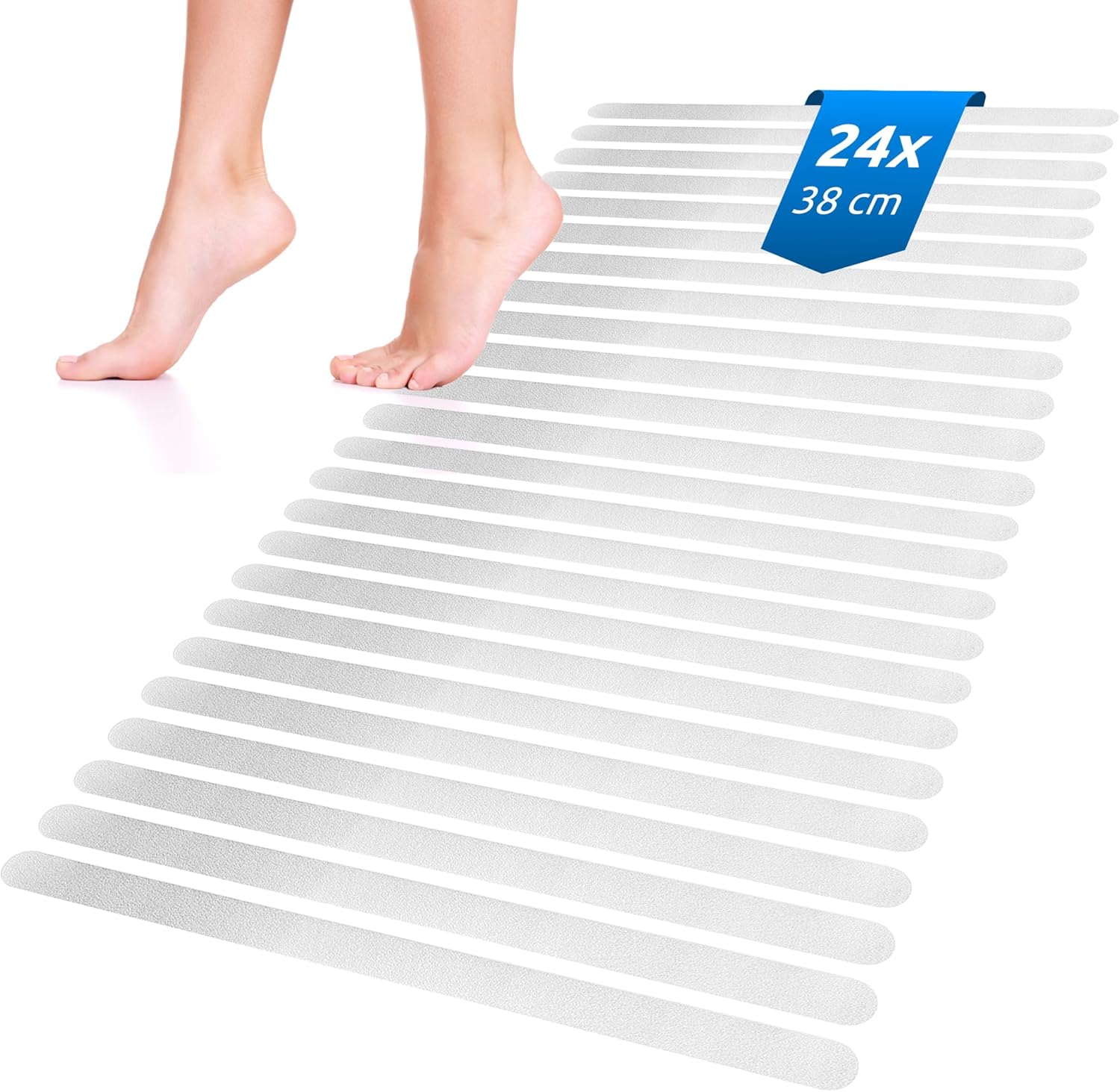 LINGJIA 24 Pezzi Tappetino Doccia Antiscivolo, 38cm Strisce