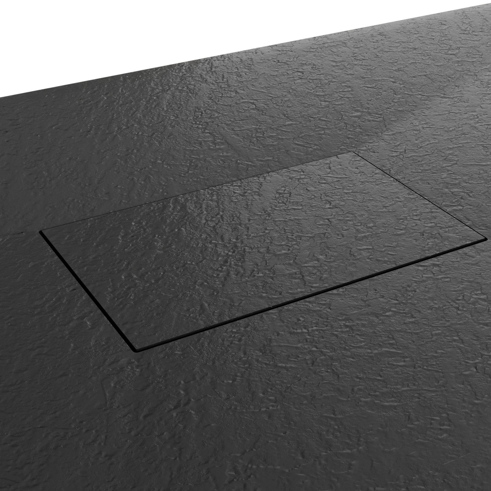 BAYA Receveur de douche 90 x 160 cm Noir extra-plat aspect pierre + bonde incluse - 10