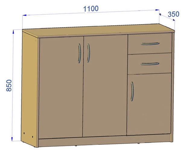 Komoda szafka 3D2S DĄB SONOMA 110cm szuflady regał - 5