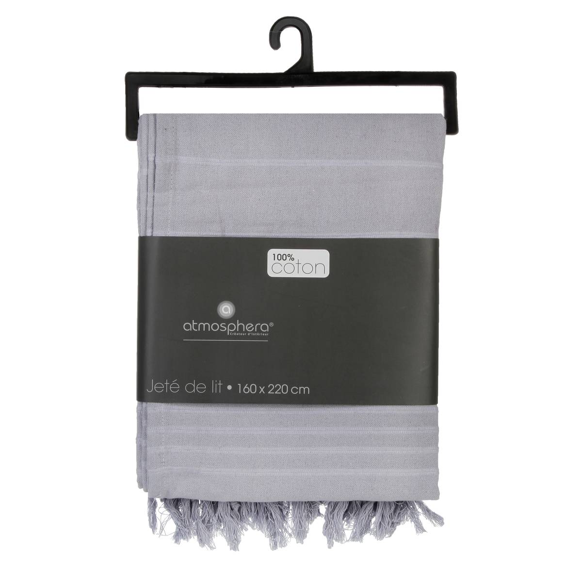 Jeté de lit en coton - gris clair 160x220 cm - Atmosphera créateur d'intérieur - 3