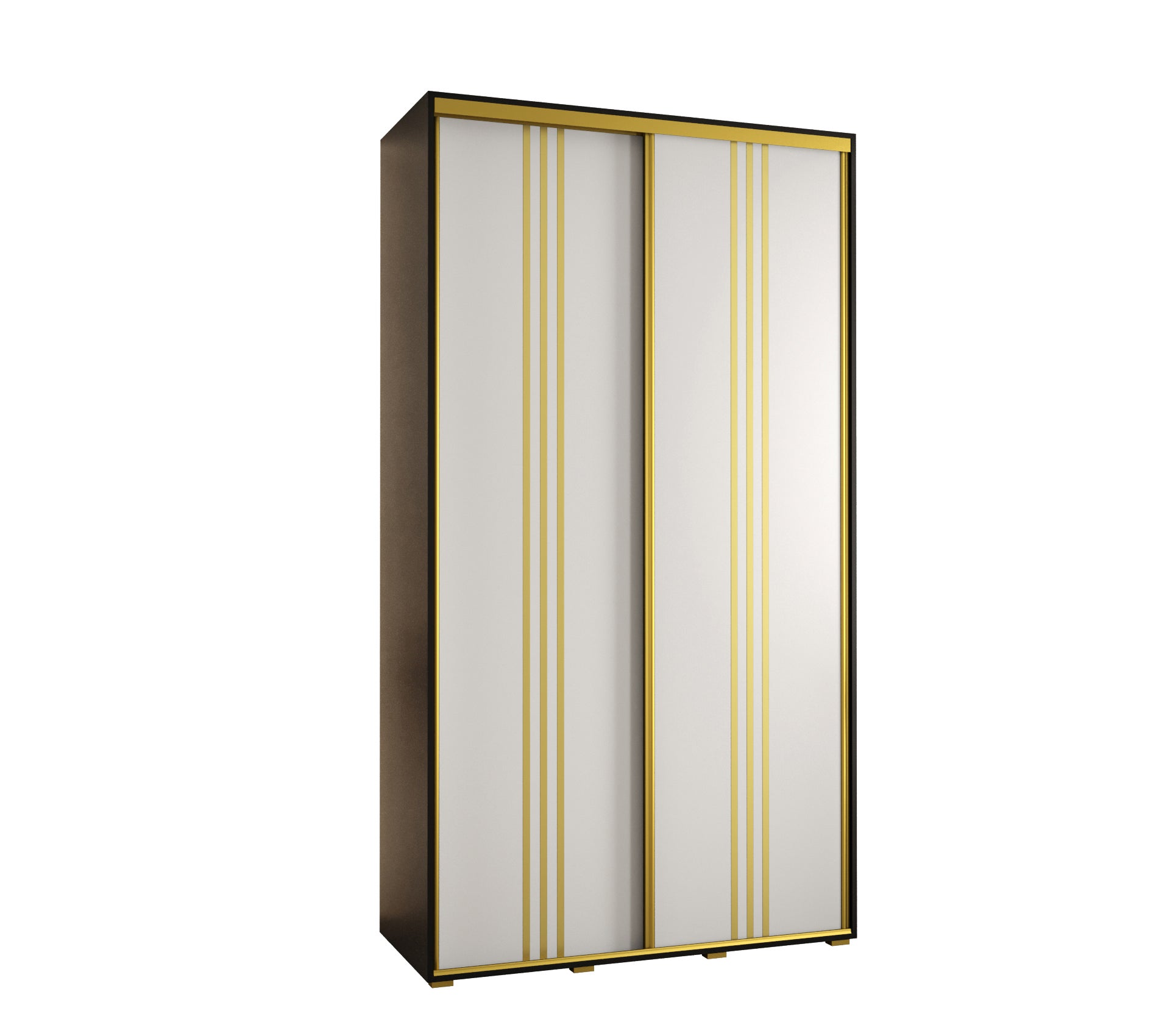 Szafa przesuwna wysoka Davos 6 140 x 45 x 235,2 cm czarny + biały + u. złoty - Abiks Meble