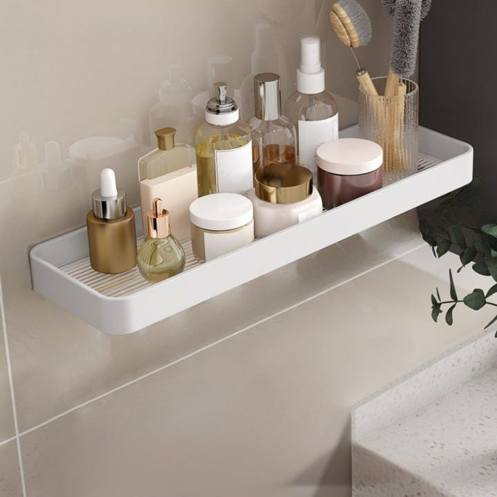 Biała aluminiowa półka ścienna z wieszakiem na ręczniki – Praktyczne przechowywanie i nowoczesny design – 50*11,5*3 cm