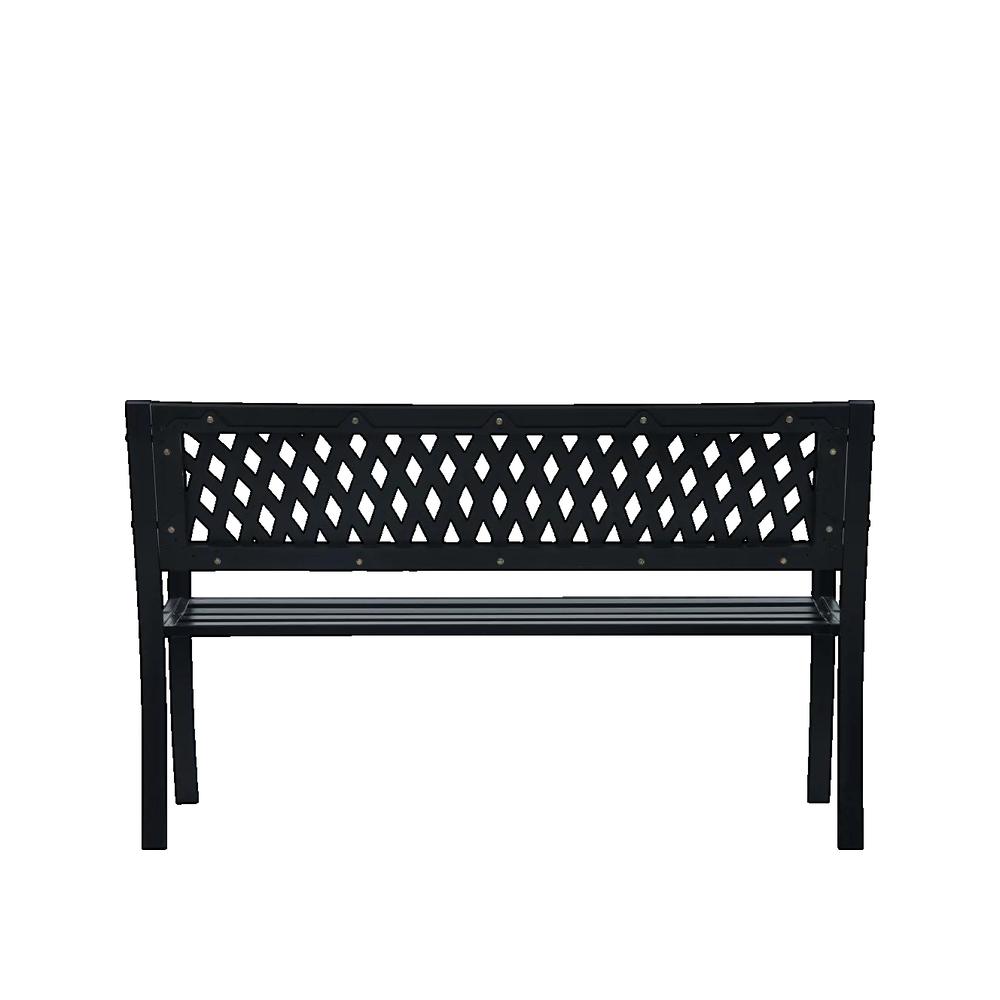 Ławka ogrodowa vidaXL stal czarna wzór kratka odporna na warunki atmosferyczne