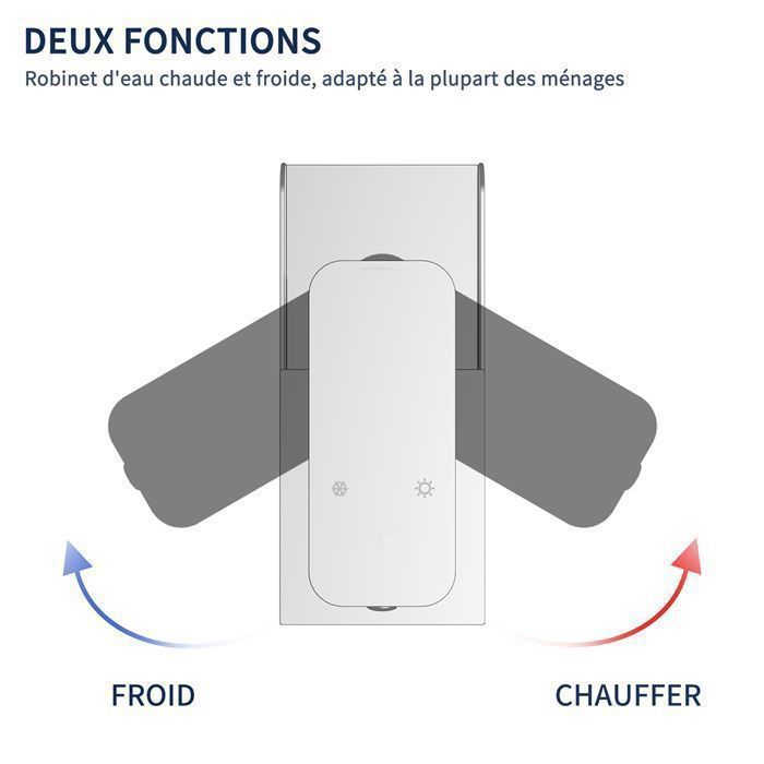 Robinet Salle de Bain Cascade Haut Mitigeur Lavabo Mitigeur Évier en Laiton Chromé Design Moderne - 3
