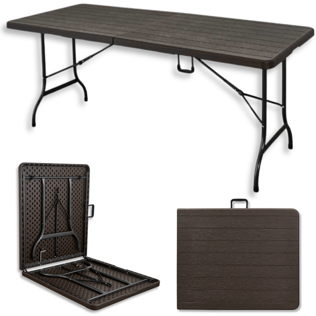 Table de jardin pliante 8 personnes 180 cm, imitation bois