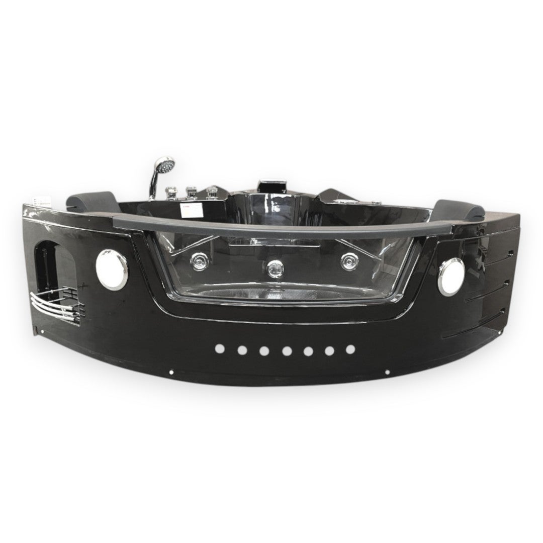 Bañera hidromasaje negra 140 x 140 cm cromoterapia 12 jets - waterlily