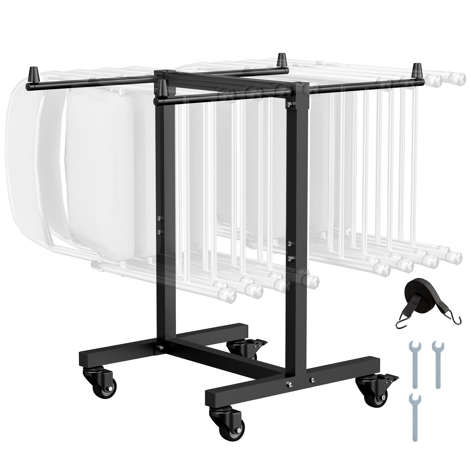 VOLERO', Carrello Salvaspazio Porta Sedie Pieghevoli, Modello Pirro, Capacità 8 Sedie, 4 Ruote con Freno. (Grigio) - PagineGialle