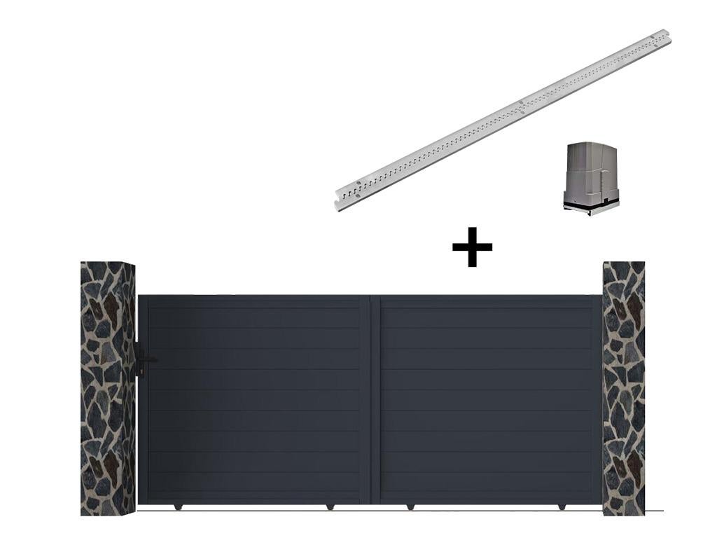 Przesuwna elektryczna brama aluminiowa pełna dł.374 x wys.165 cm antracyt NAZARIO