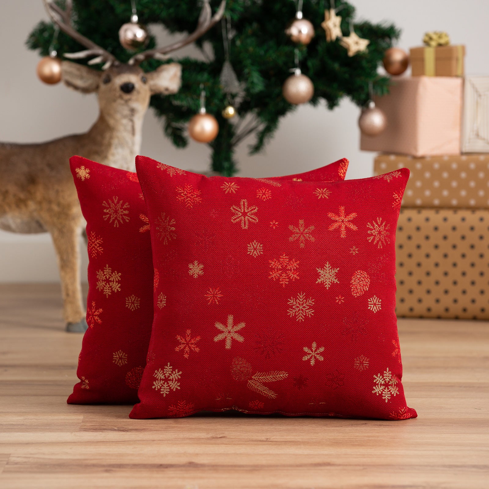 Fundas De Cojín Navideñas, Juego De 2, Suaves Y Esponjosas, Cuadradas, Para Sofás Y Dormitorios, 45 X 45 Cm, Color Rojo (B-02) | Leroy Merlin