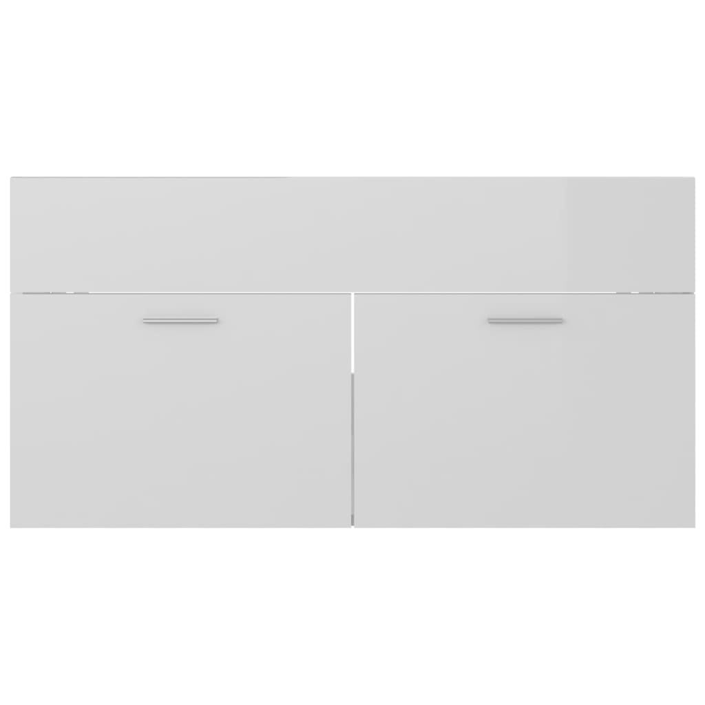 Maison Exclusive - Mobile Bagno con Lavabo Integrato Bianco Lucido in Truciolato - 8