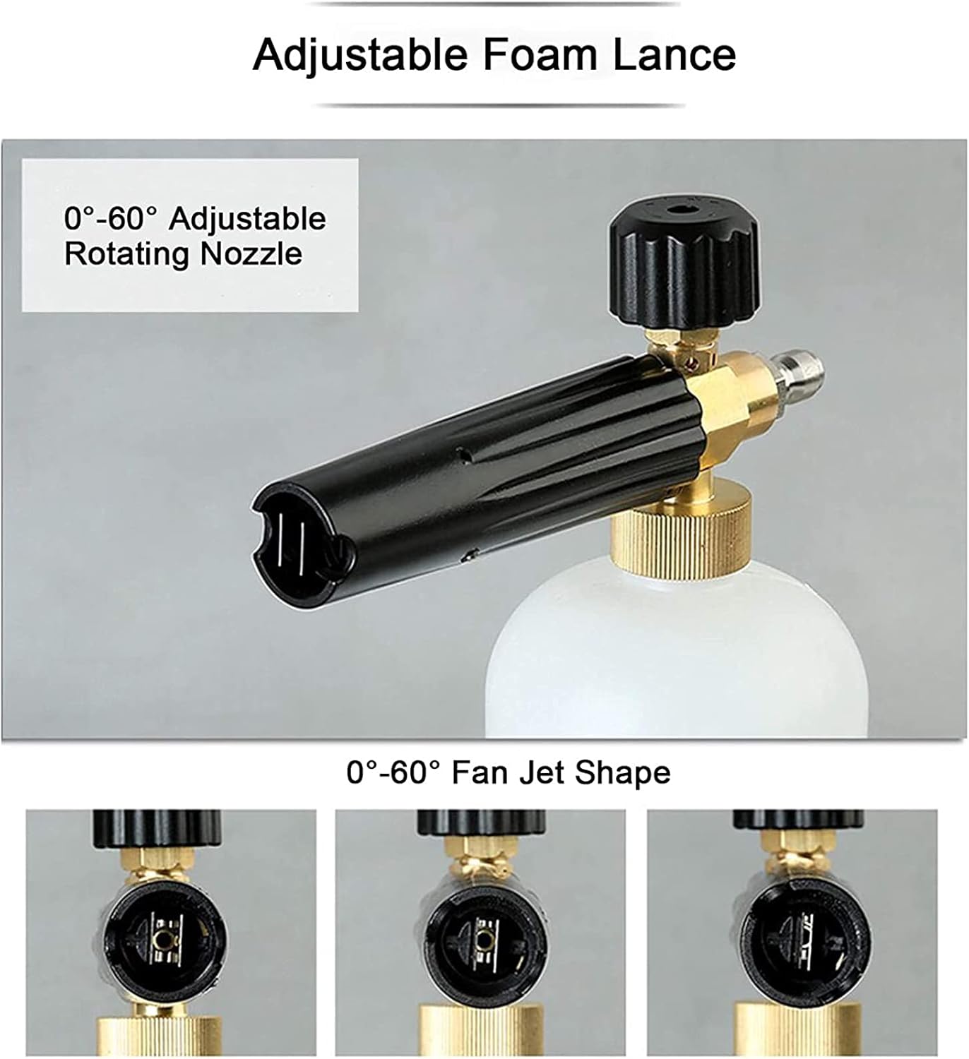 Nettoyeur haute pression lance à mousse avec 5 buses de pulvérisation, 1 l, fermeture rapide réglable 1/4