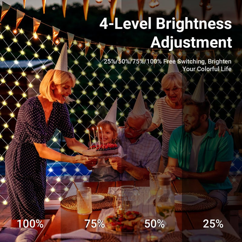 3x2M Filet Lumineux Solaire Blanc chaud Chaîne lumineuse avec 8 modes Rideau lumineux de Noël intérieur extérieur - 7