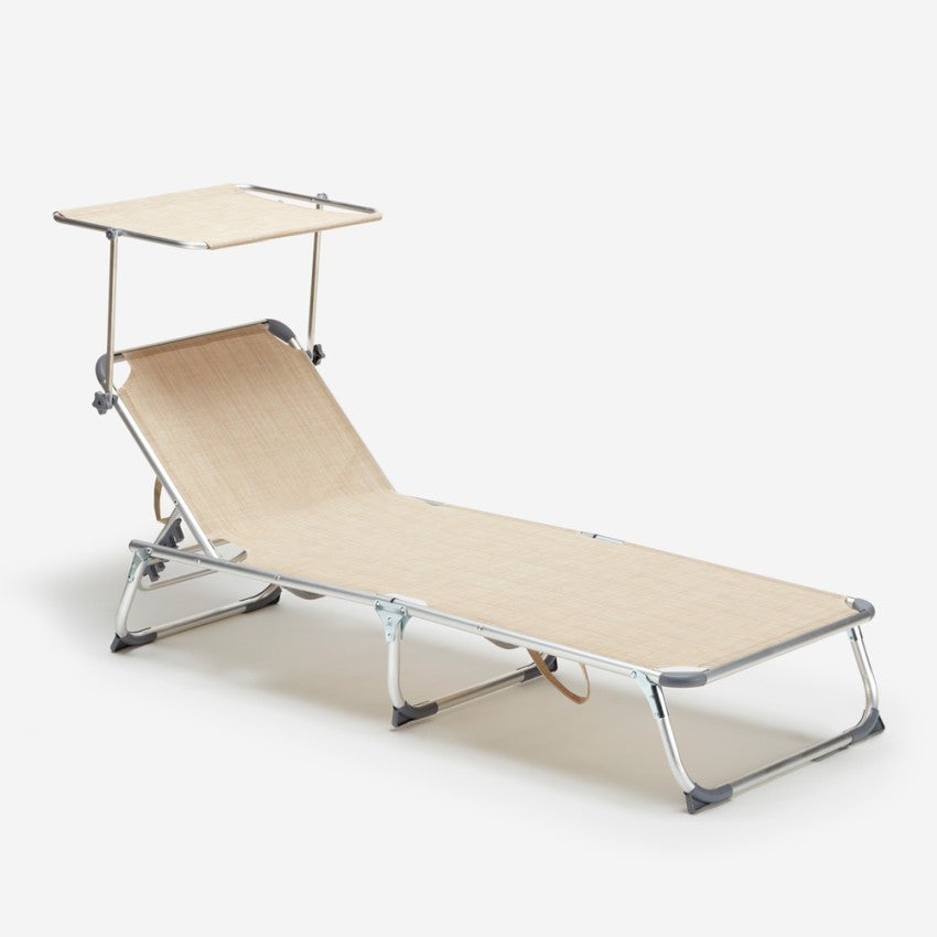 2 transats de piscines mer pliants avec pare-soleil California - 3