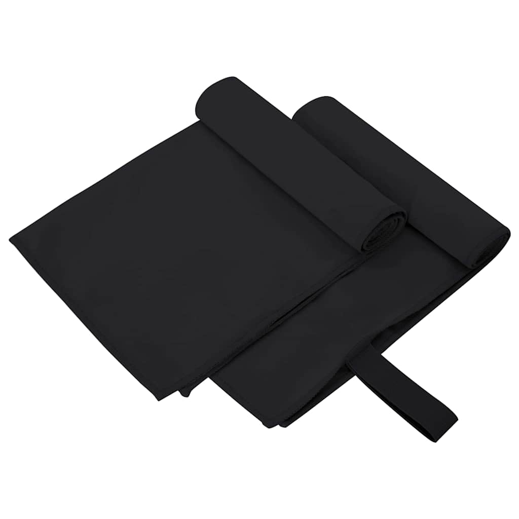 Ręczniki Sportowe 2 pcs Czarny 50 x 30 cm Poliester i poliamid