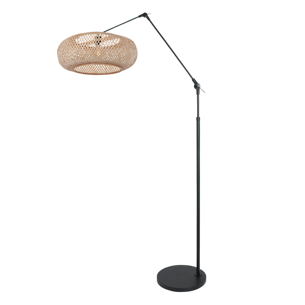 Steinhauer - lampada da terra - Prestige Chic - naturale nero - bambù metallo - lampada ad arco - E27 - 4566ZW - 2